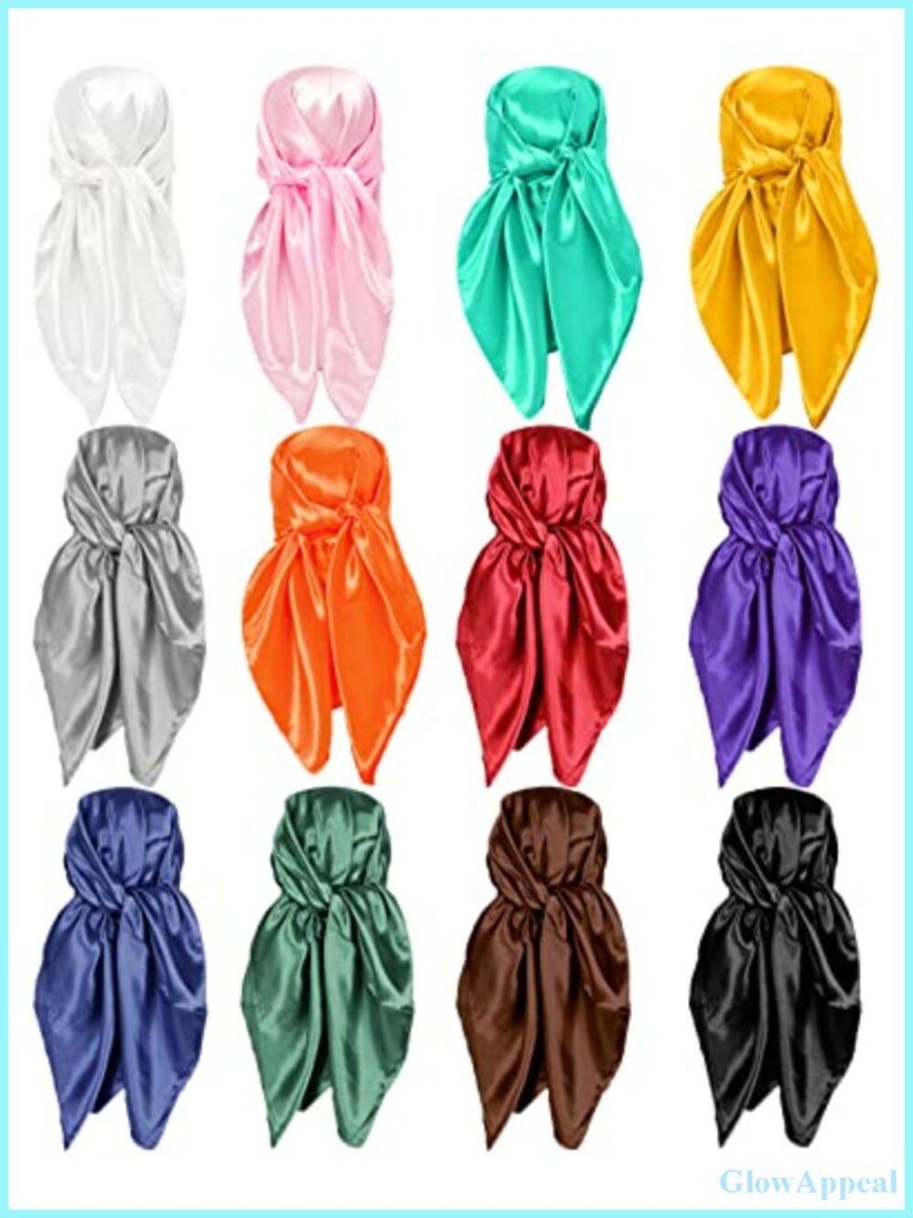 35x35 Satin Finish Polyester Hair Wraps Silk Feeling Head Scarf Square